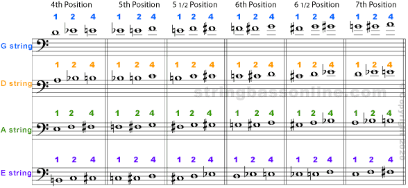 Finger Chart For Bass Guitar 4 String